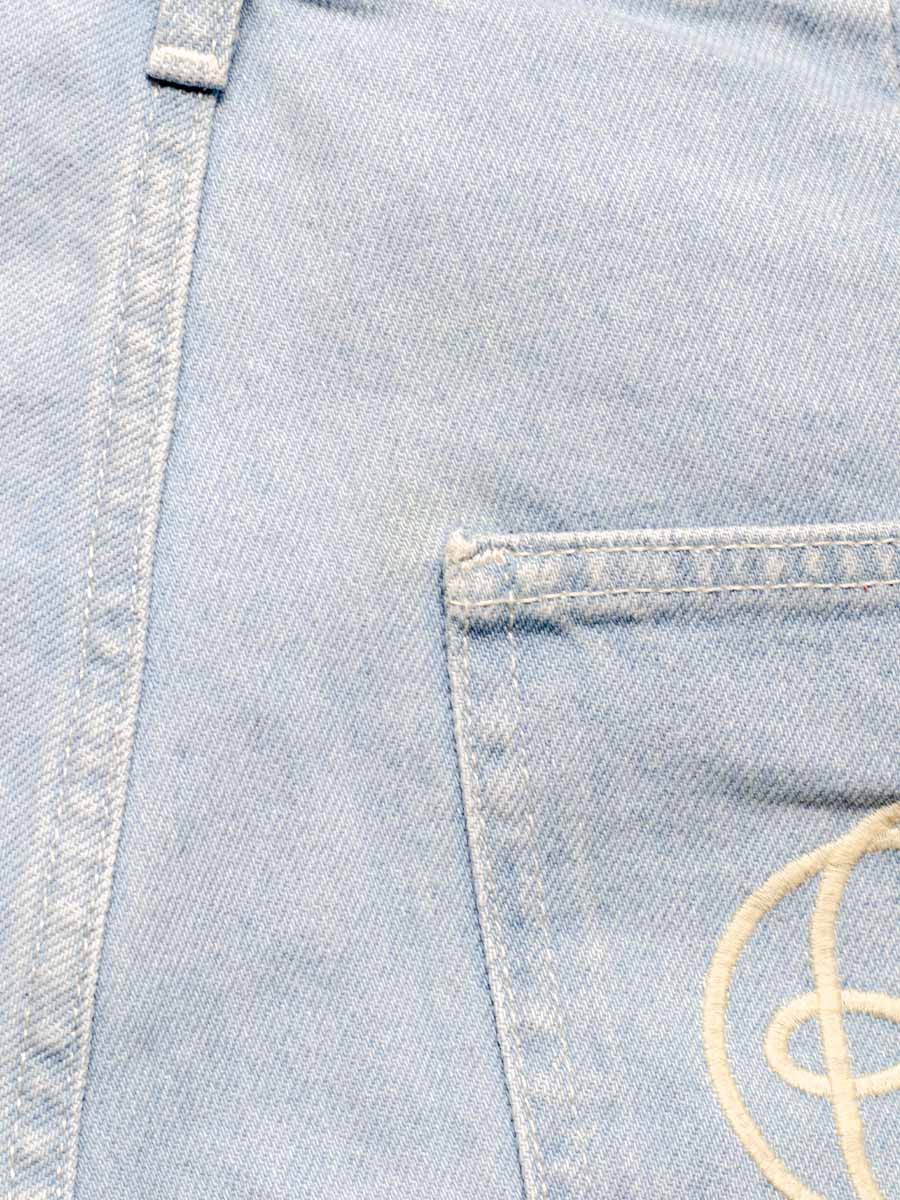 Джинси палаццо блакитні з вишивкою на кишенях 3