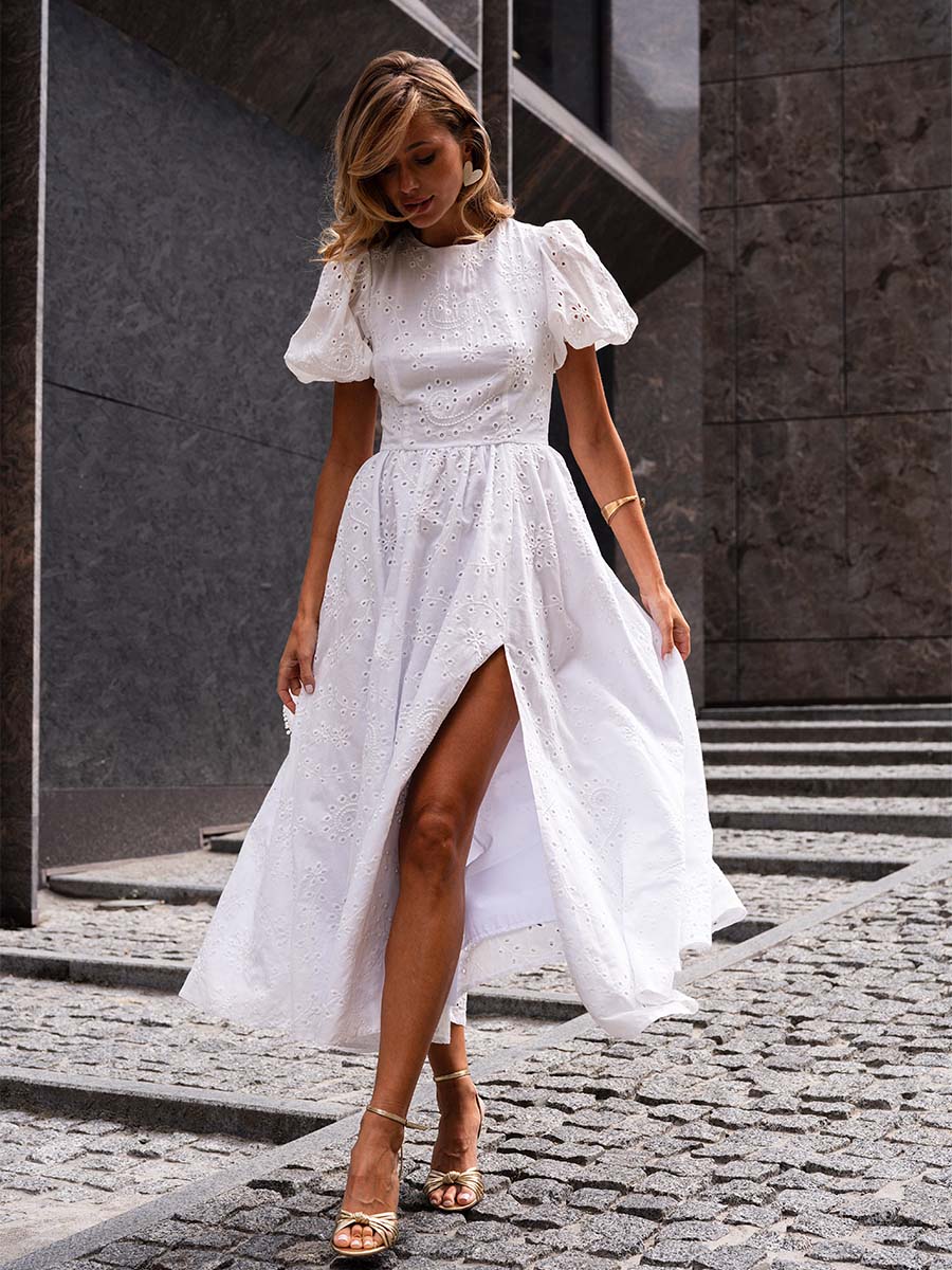 Сукня міді білого кольору з відкритою спинкою 1