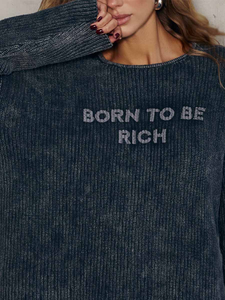 Свитер серого цвета с принтом Born to be rich 3