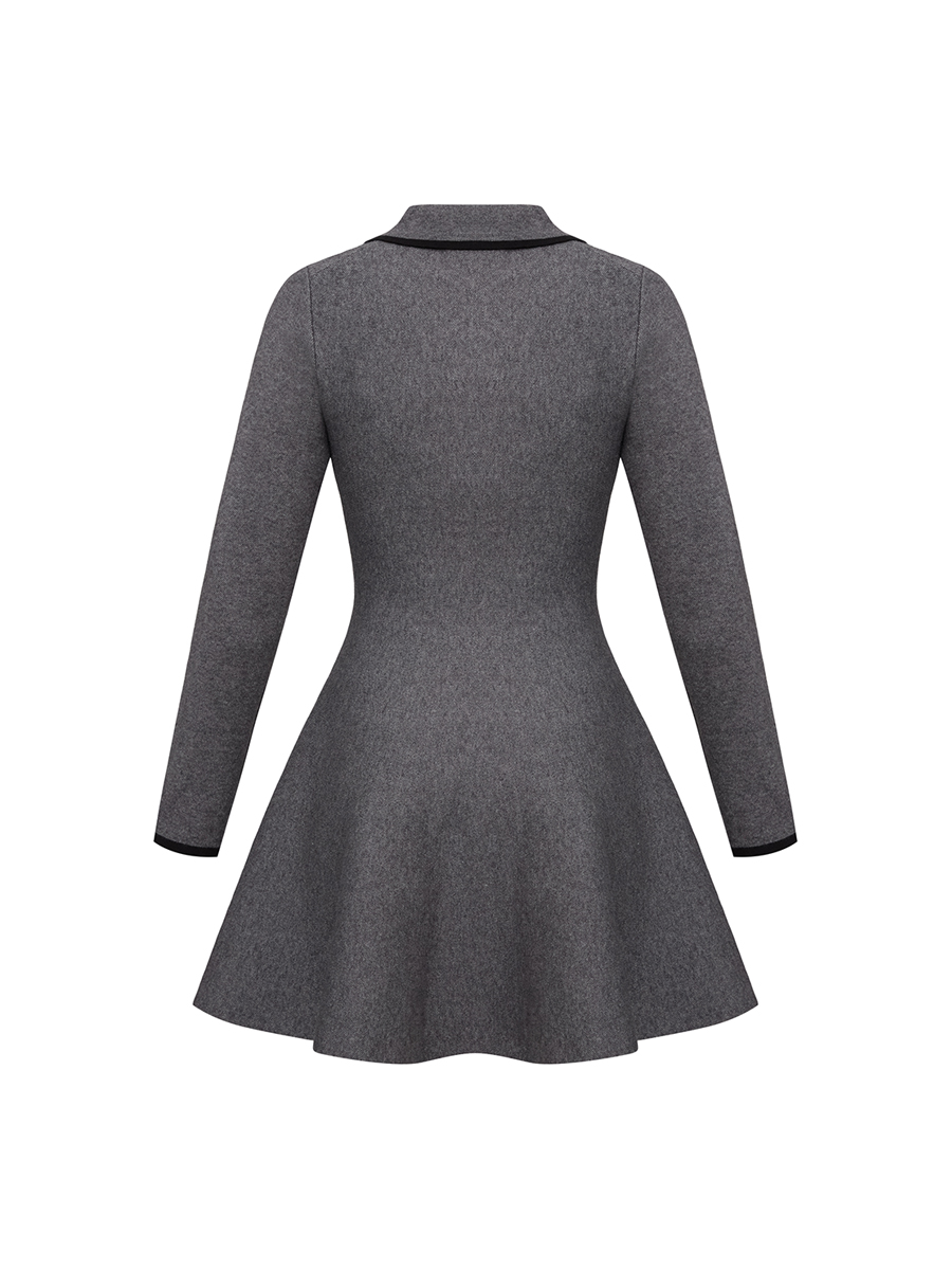 Сукня міні сірого кольору з коміром на ґудзиках 1