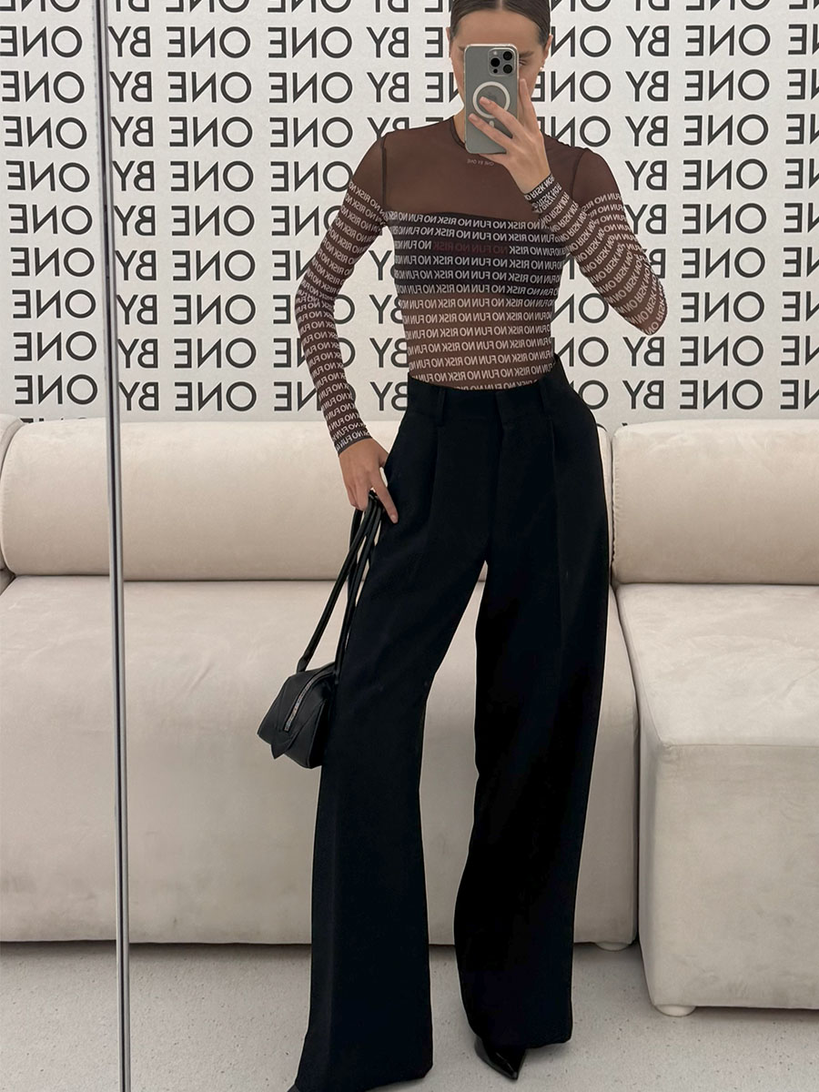 Боді коричневого кольору з сітки NO FUN NO RISK 1