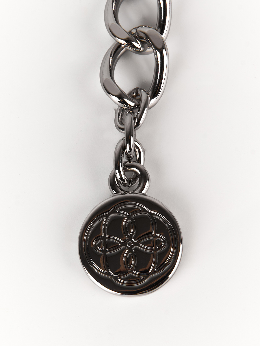 Пояс-ланцюжок срібного кольору з бренд-елементом