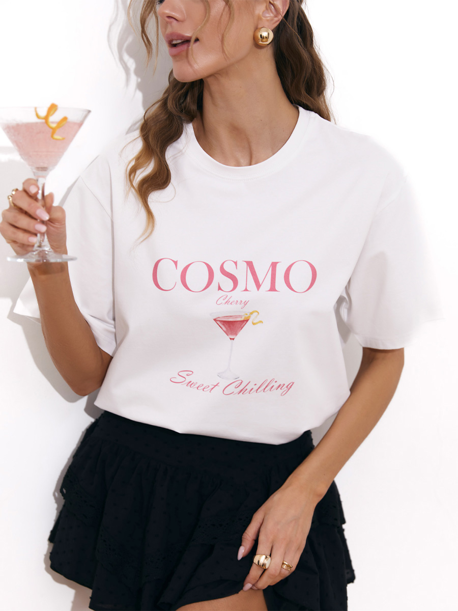 Футболка білого кольору з принтом COSMO Sweet Chilling 1