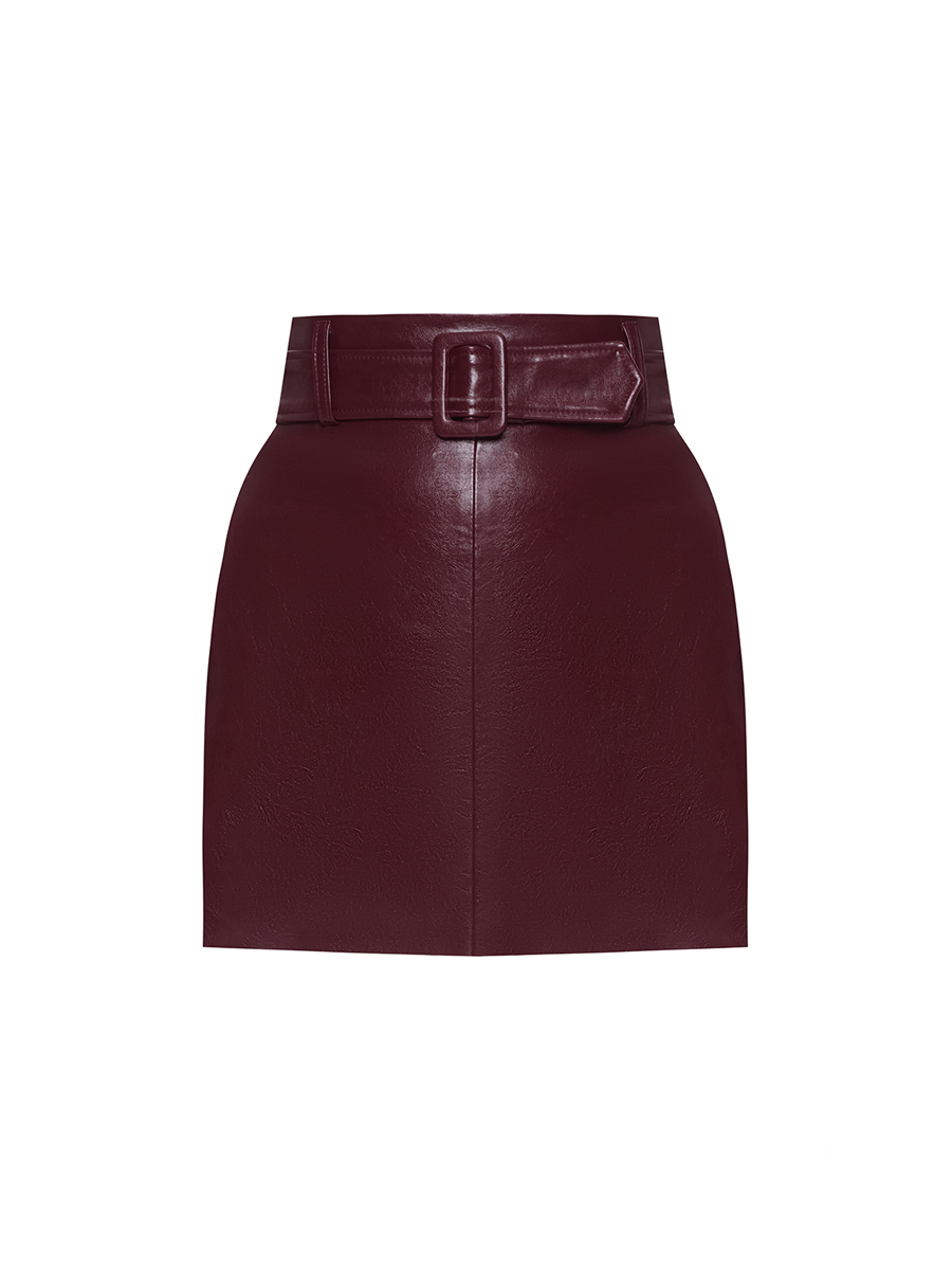 Спідниця бордового кольору від комплекта з тренчем 7