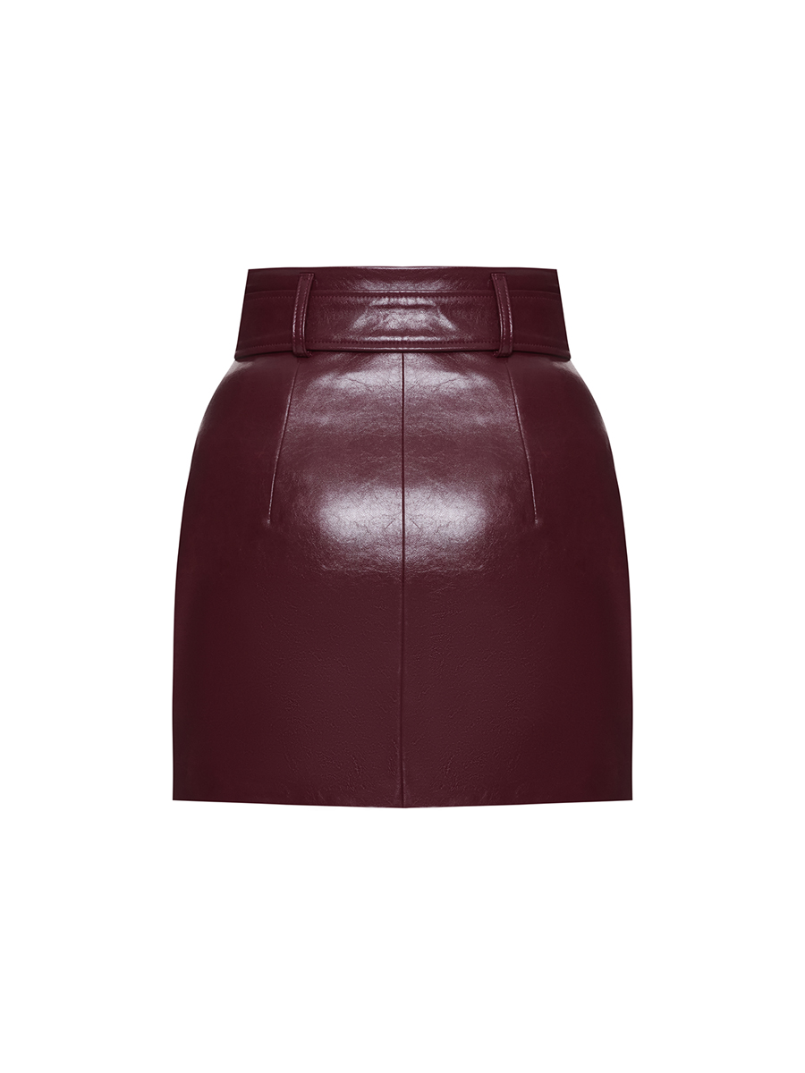 Спідниця бордового кольору від комплекта з тренчем 8