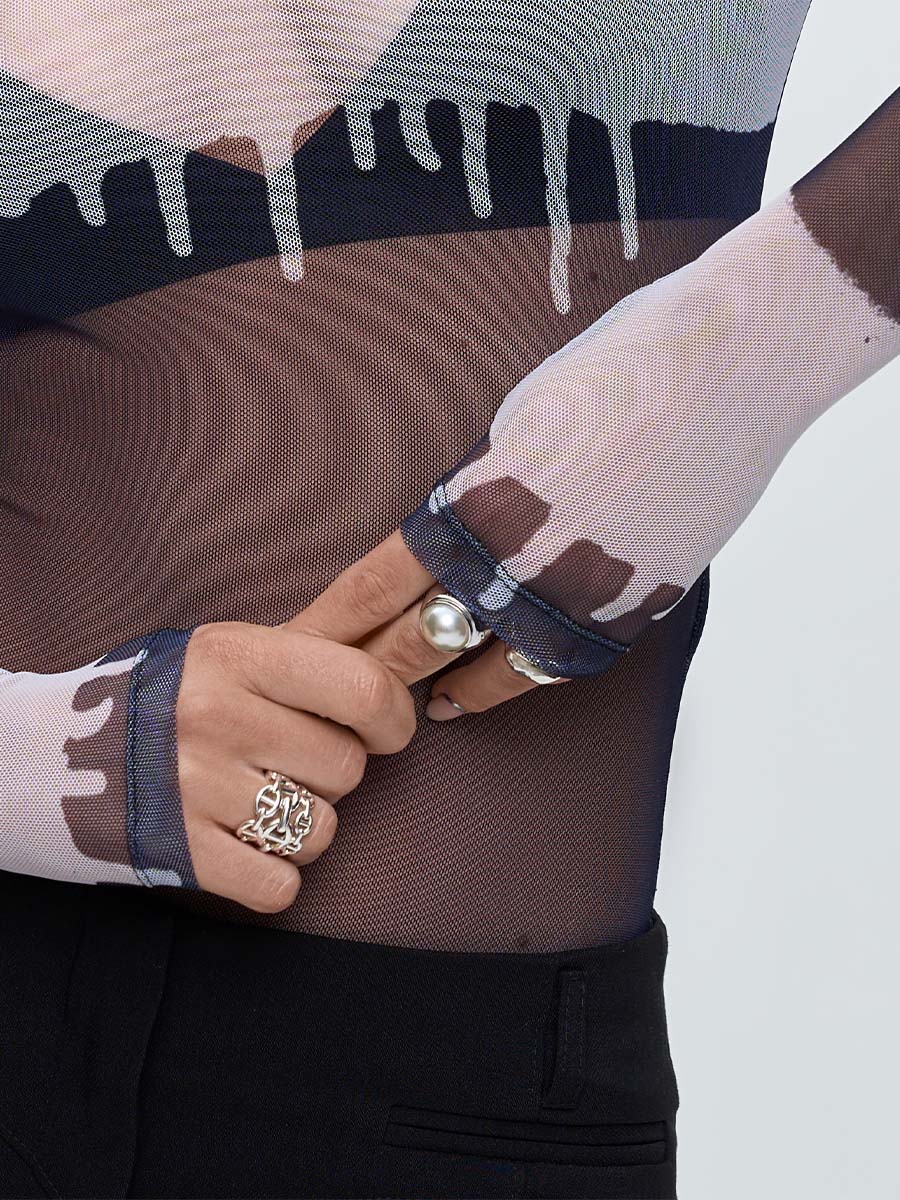 Боді темно-синього кольору з принтом графіті MYSELF 1