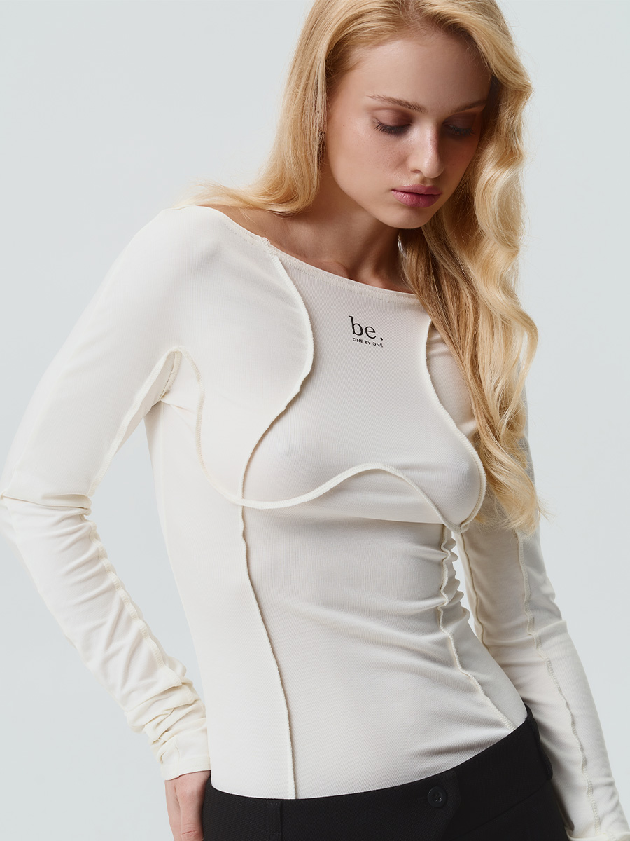 Лонгслів молочного кольору з віскози принт BE.ONE BY ONE