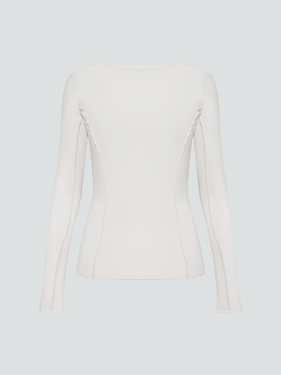 Лонгслів молочного кольору з віскози принт BE.ONE BY ONE 5