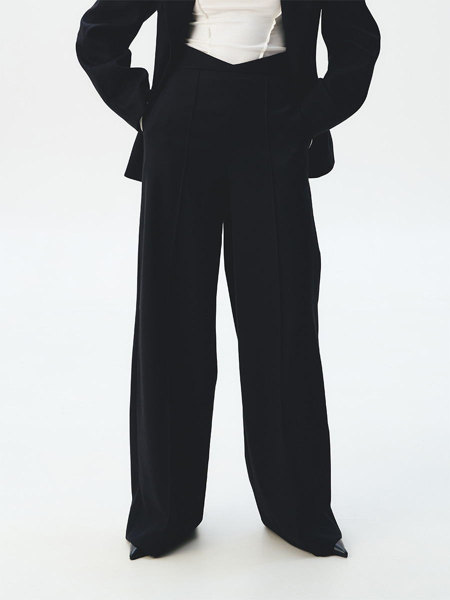Штани-палаццо чорного кольору з корсетним поясом
