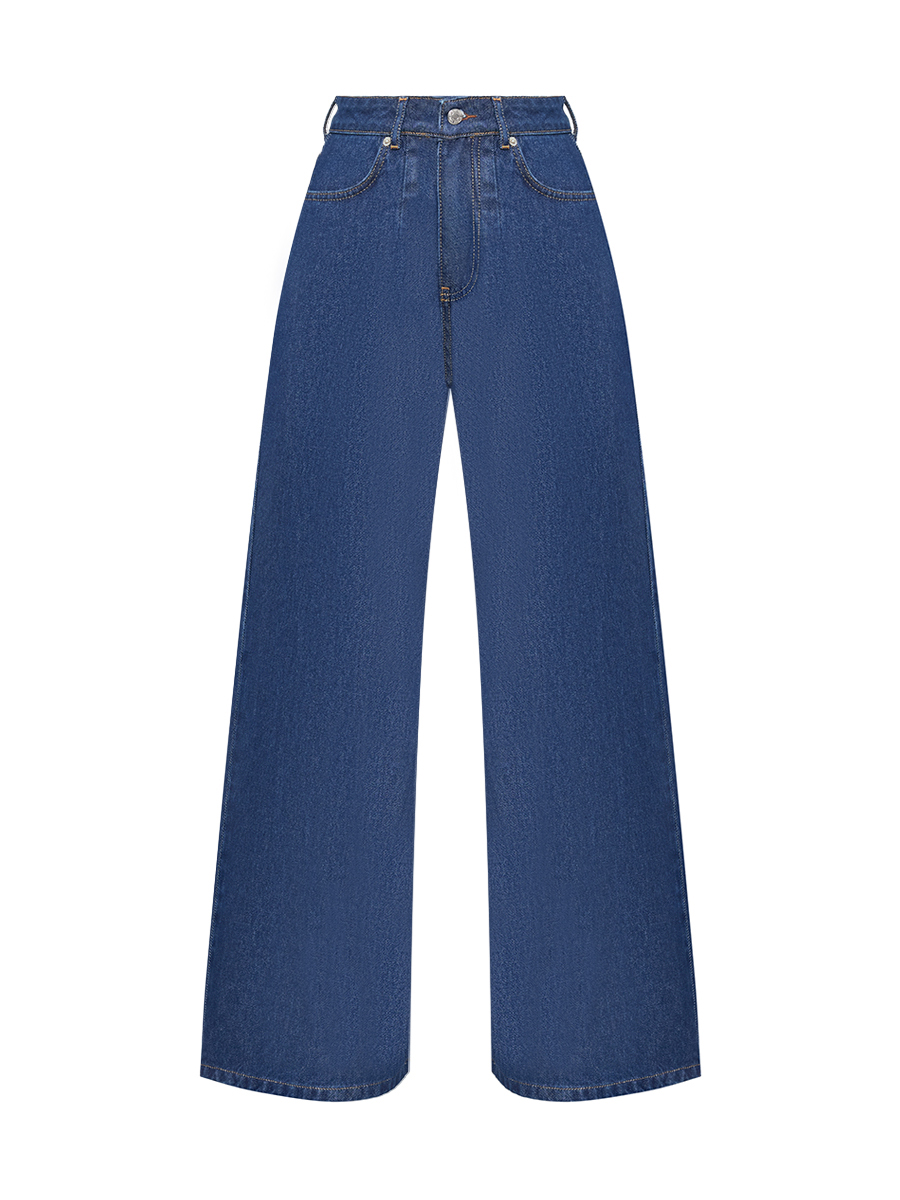 Джинси-баггі синього кольору на ґудзиках та зі складками спереду 1