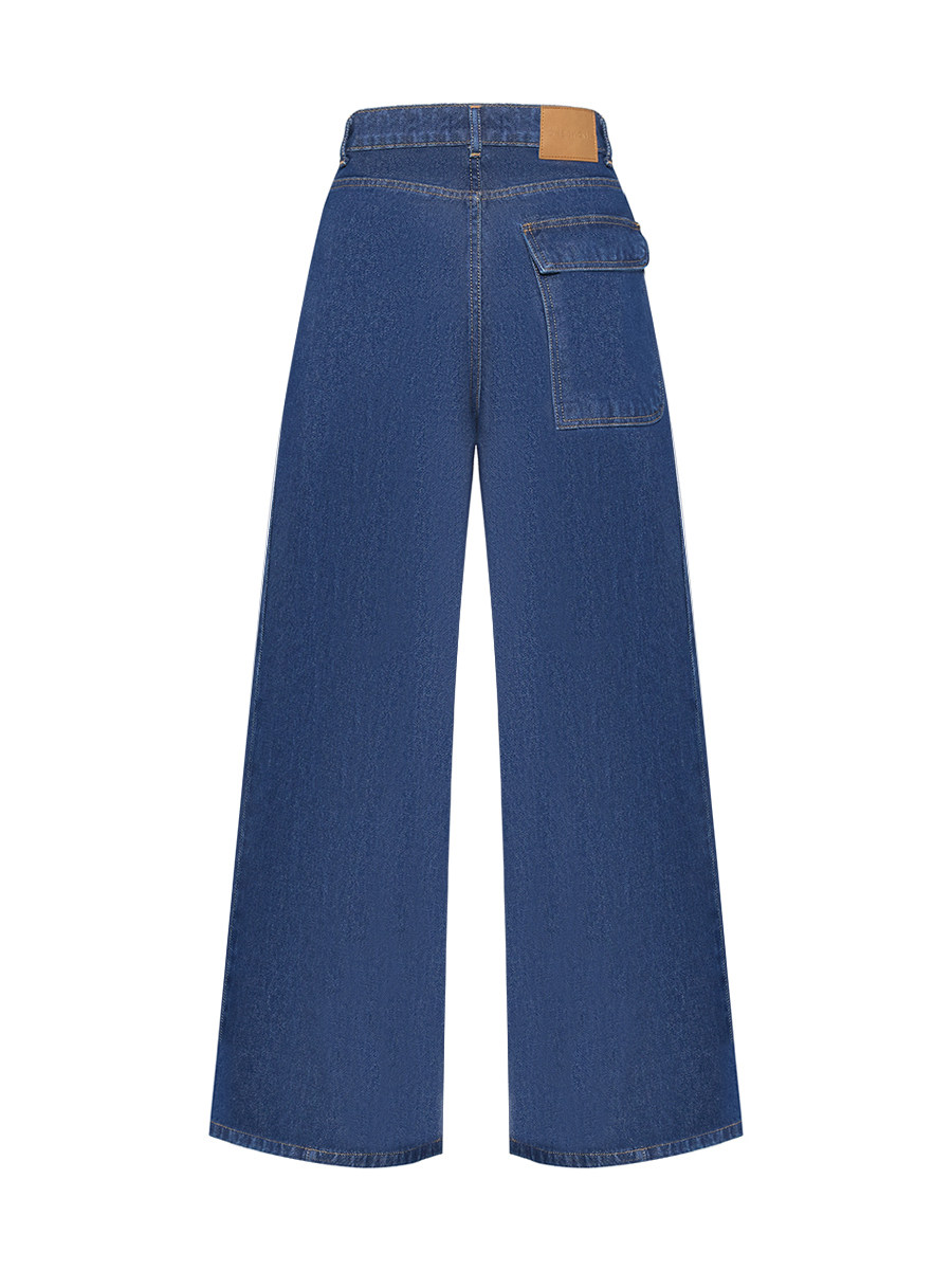 Джинси-баггі синього кольору на ґудзиках та зі складками спереду 1