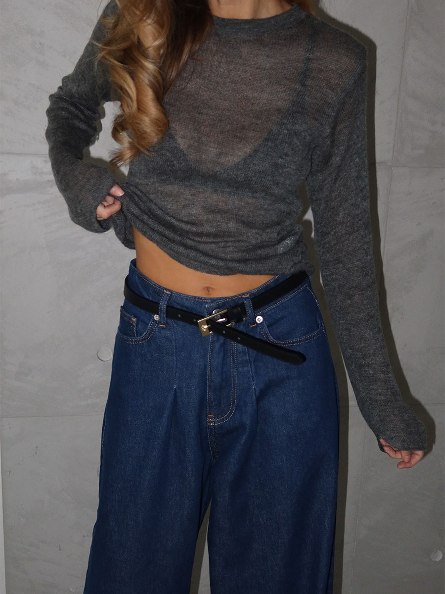 Джинси-баггі синього кольору на ґудзиках та зі складками спереду 1