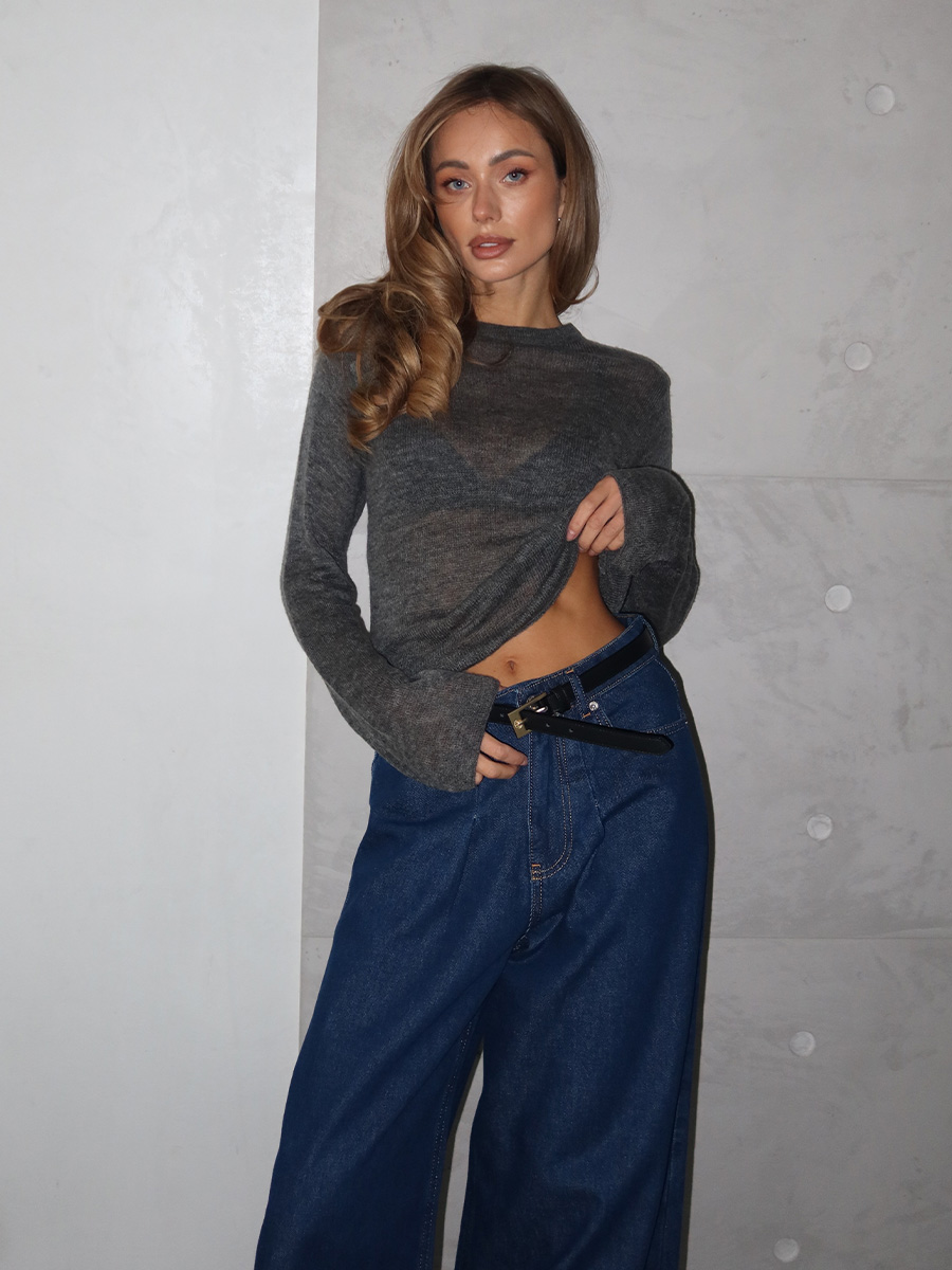 Джинси-баггі синього кольору на ґудзиках та зі складками спереду 1