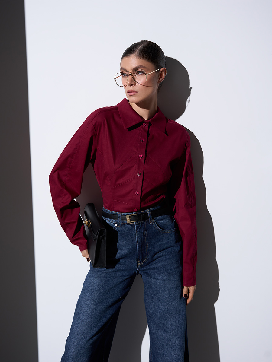 Джинси-банани темно-синього кольору з кокеткою ззаду 1