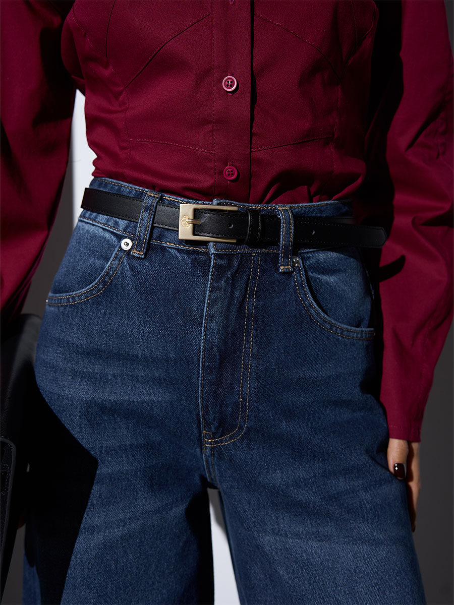 Джинси-банани темно-синього кольору з кокеткою ззаду 1