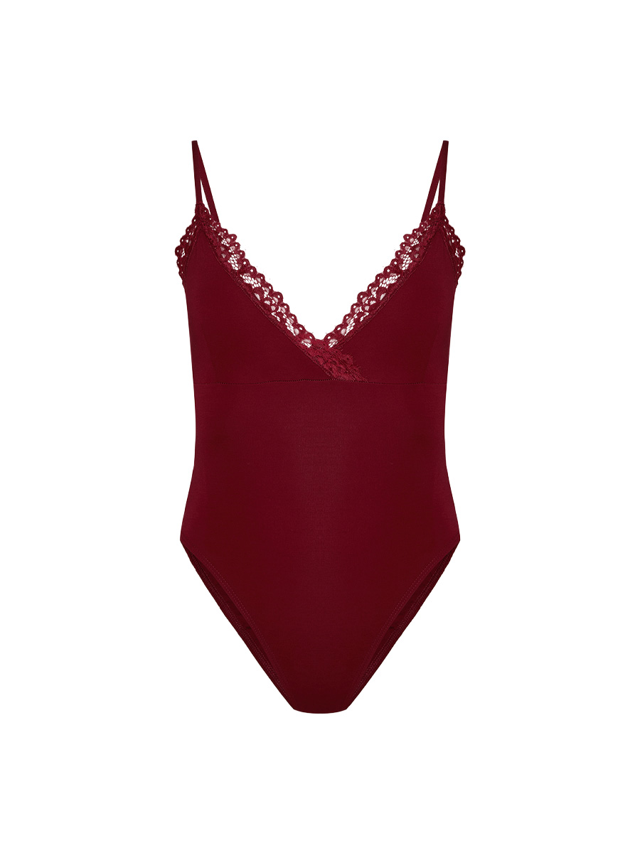 Боді бородового кольору на бретелях з мереживом 1