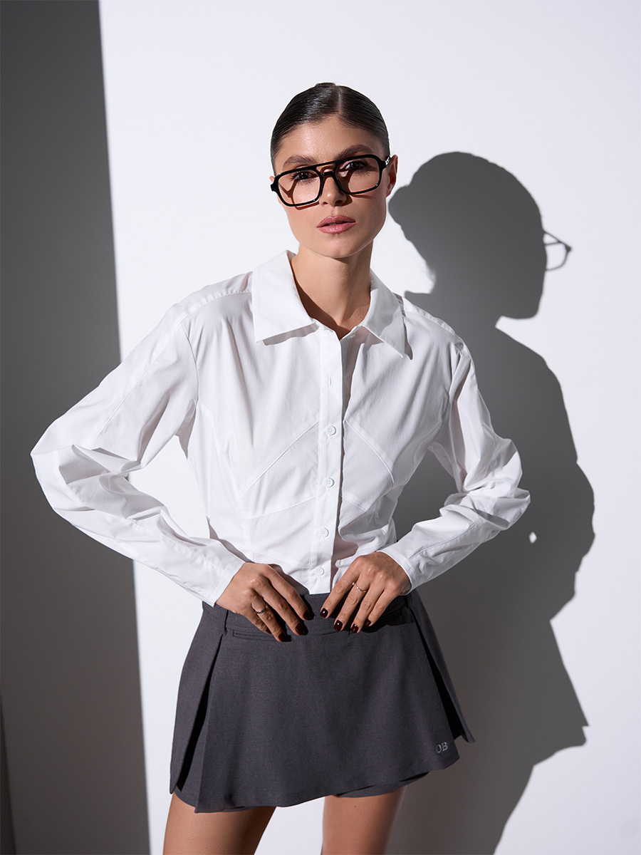 Спідниця-шорти сірого кольору з вишивкою 1