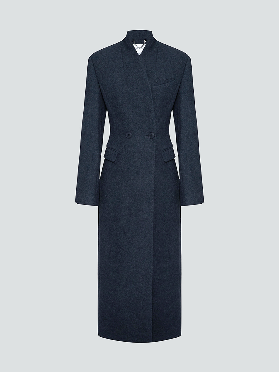 Пальто максі двобортне темно-сірого кольору 9