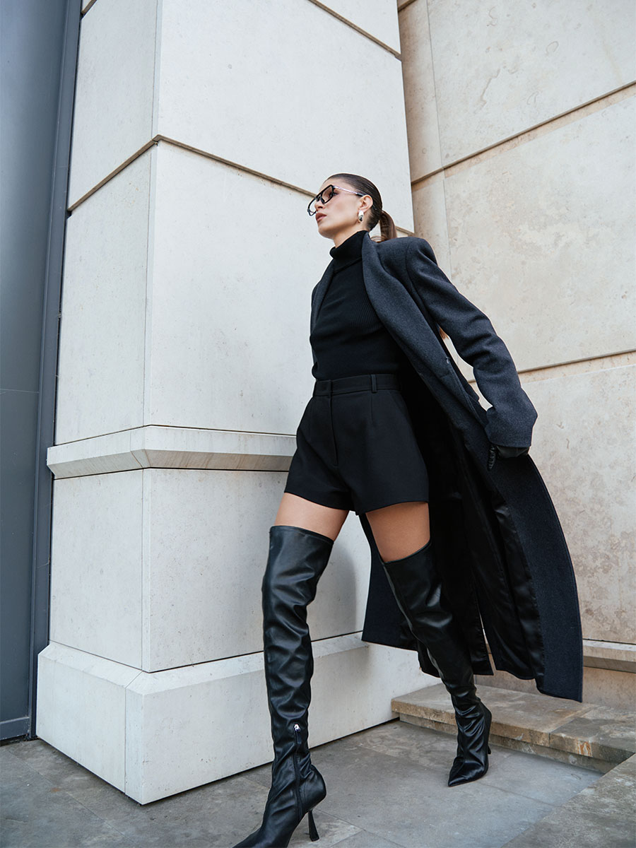 Пальто максі двобортне темно-сірого кольору 6