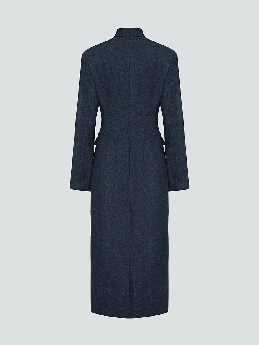 Пальто максі двобортне темно-сірого кольору 10