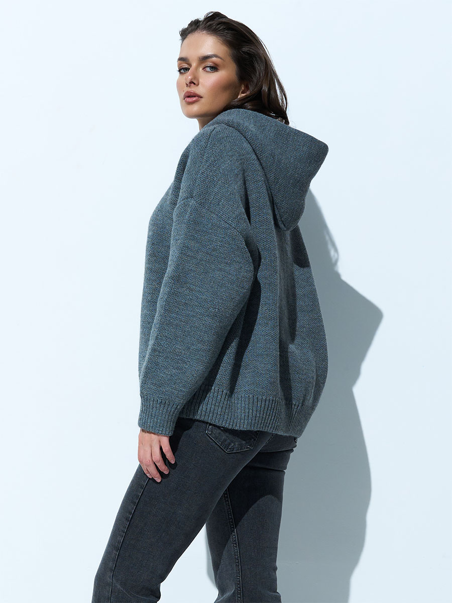 Светр сірого кольору з каптуром напис BE THE ONE 3