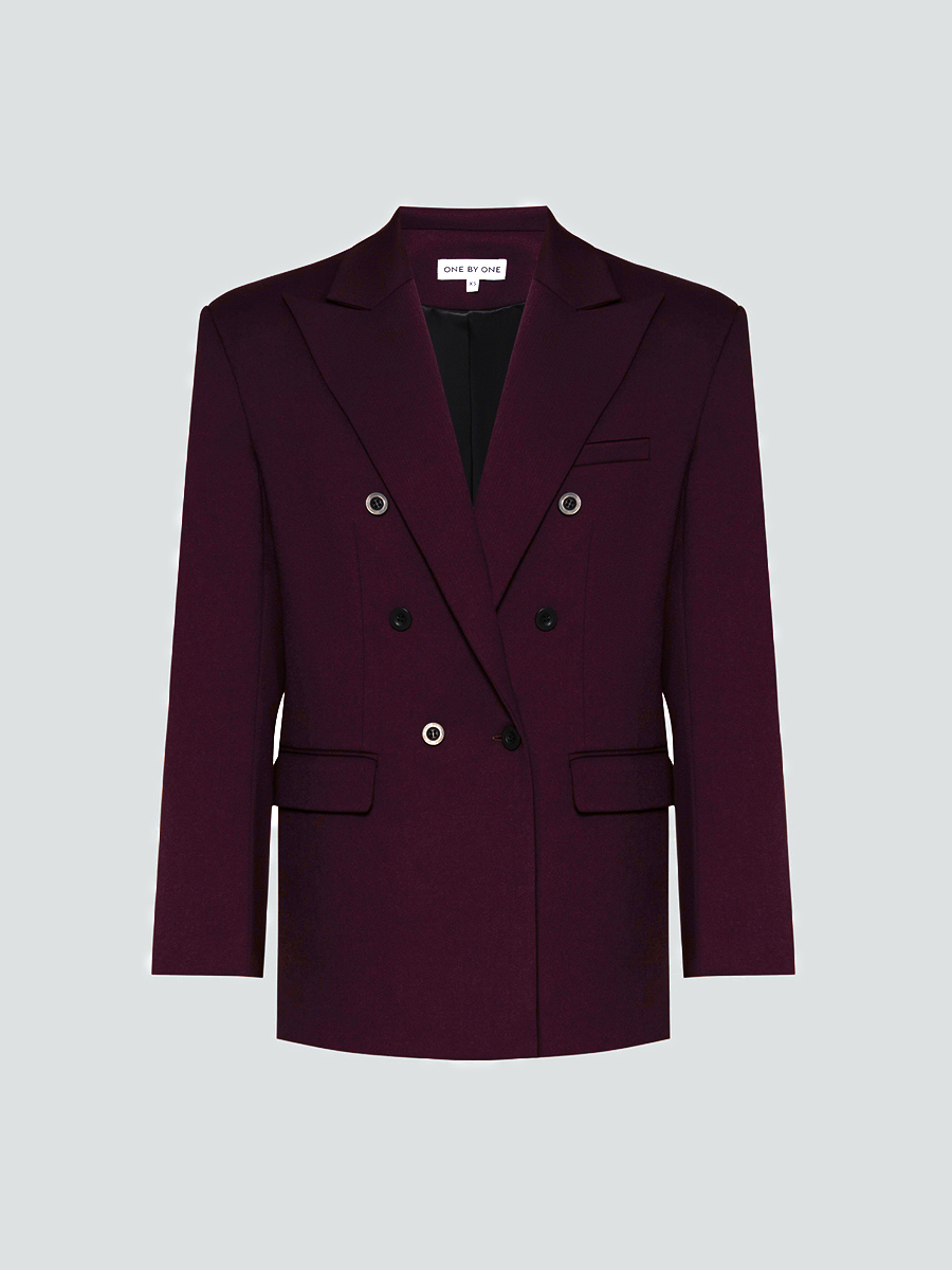 Жакет двобортний бордового кольору оверсайз 7