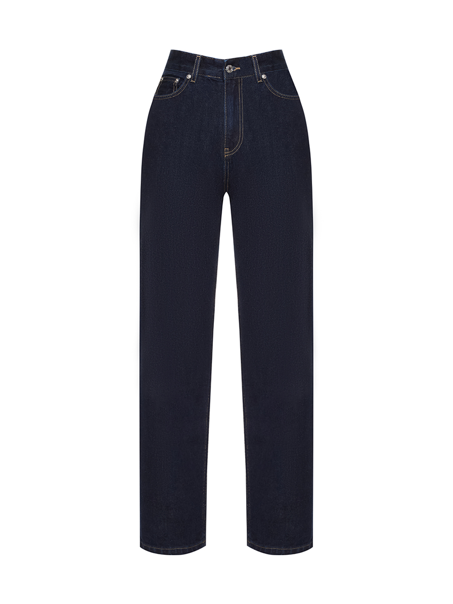 Джинси прямого крою темно-синього кольору з високою талією 1