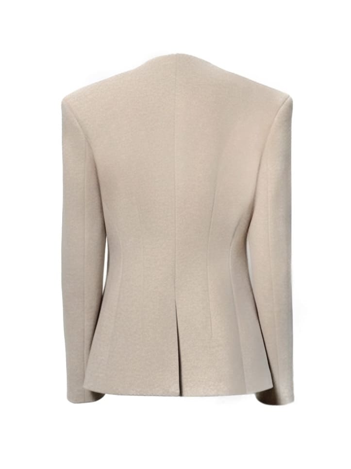 Жакет прителений бежевого кольору на один ґудзик 7