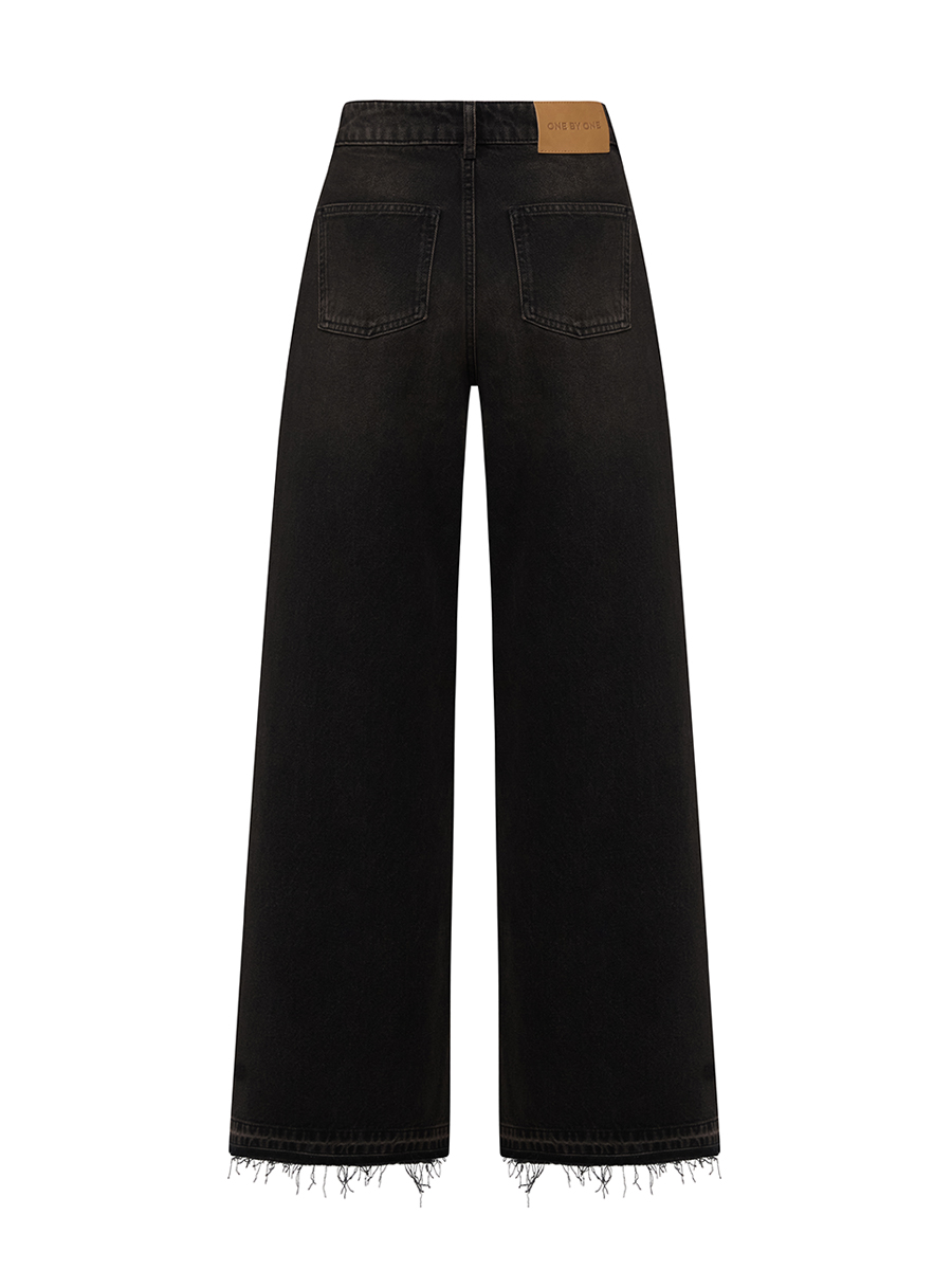 Джинси палаццо темно-коричневого кольору з необробленим низом 1