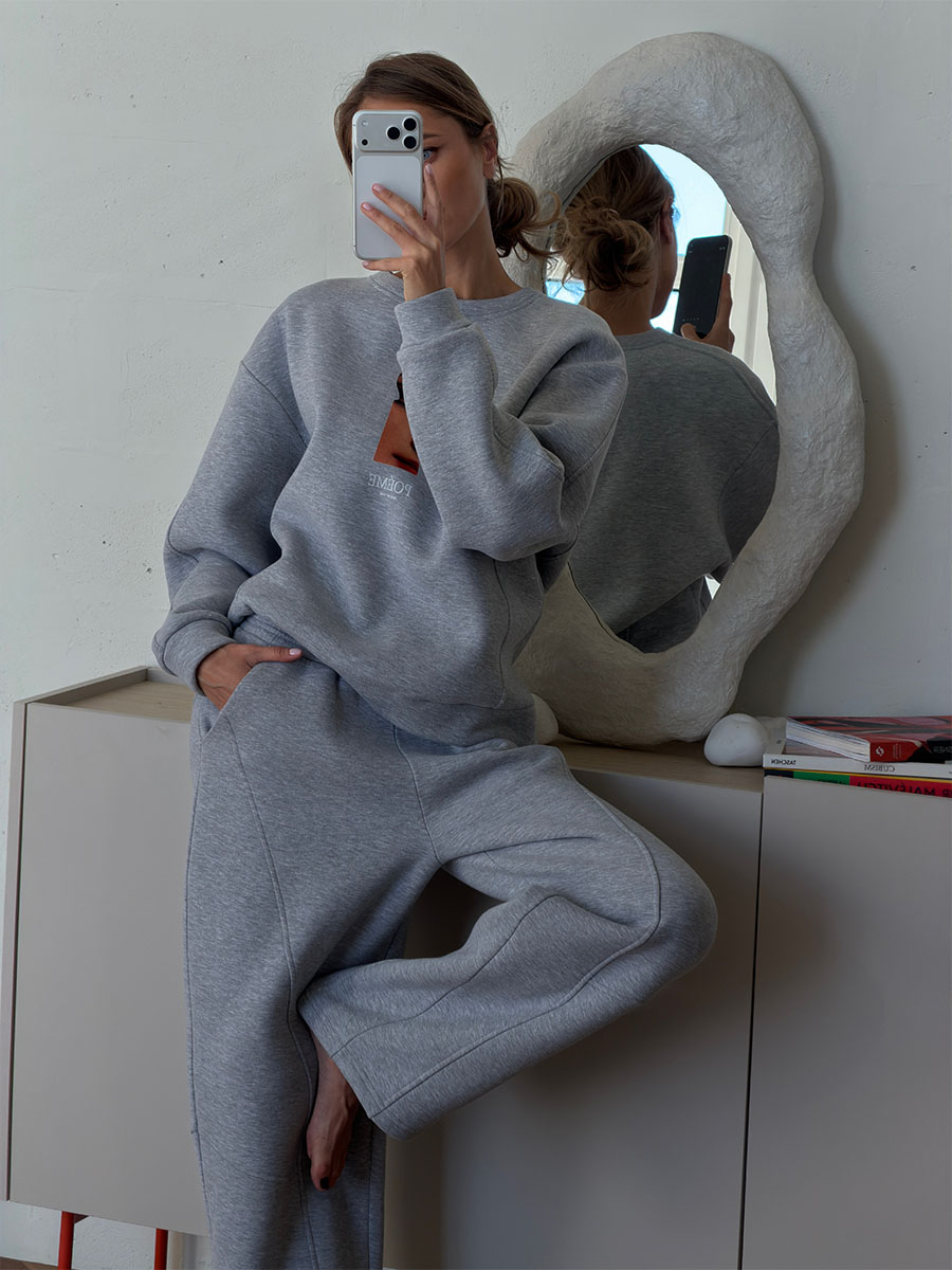 Штани спортивні сірого кольору з кокеткою 1