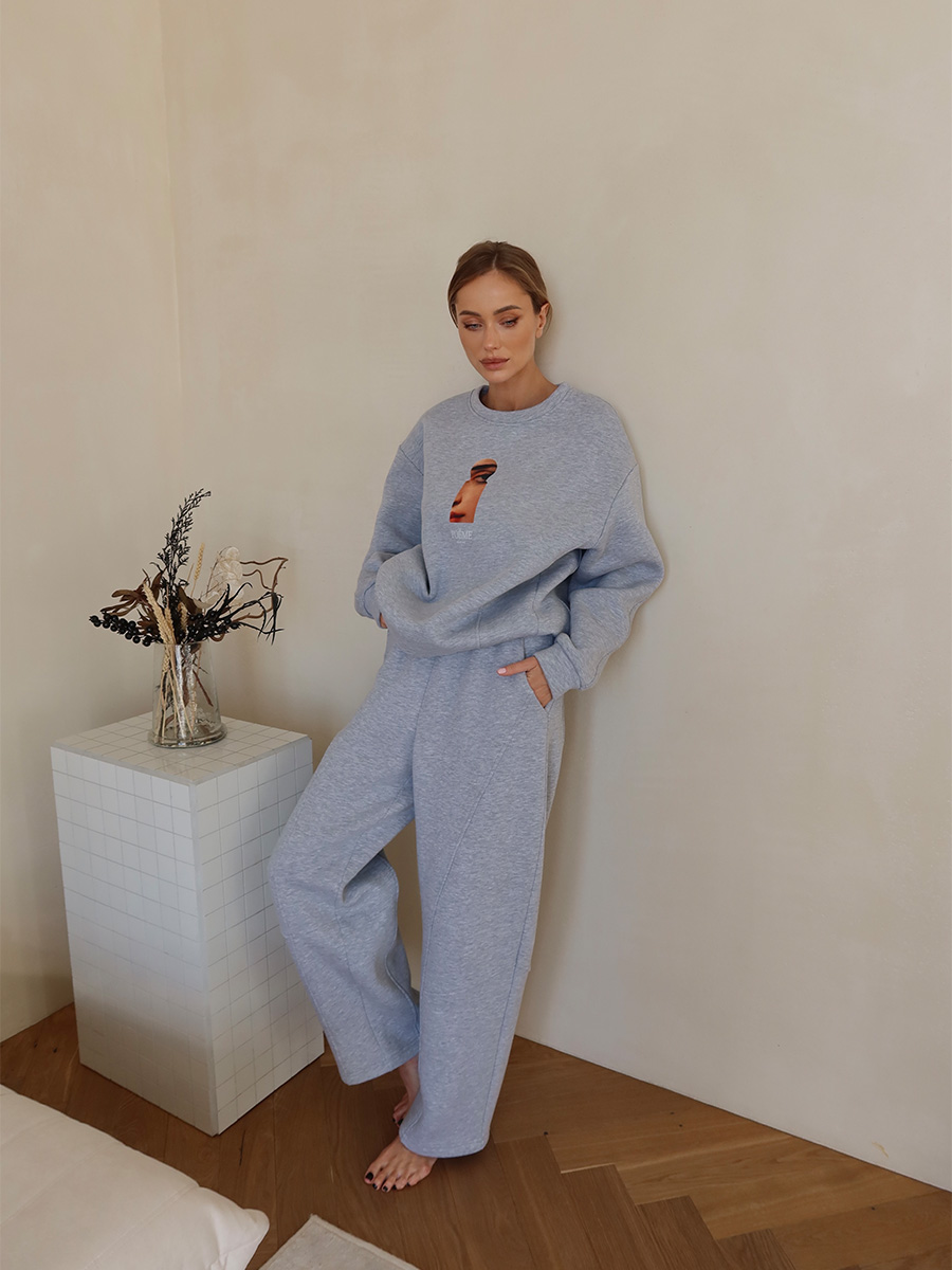 Світшот сірого кольору з принтом РОЕМЕ 1