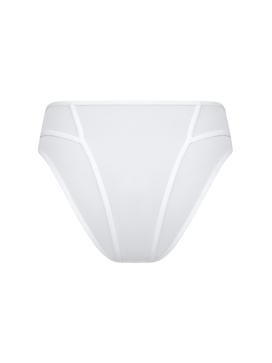 Труси високої посадки білого кольору з сітки 1