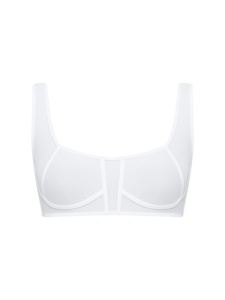 Топ-бра білого кольору з сітки 1
