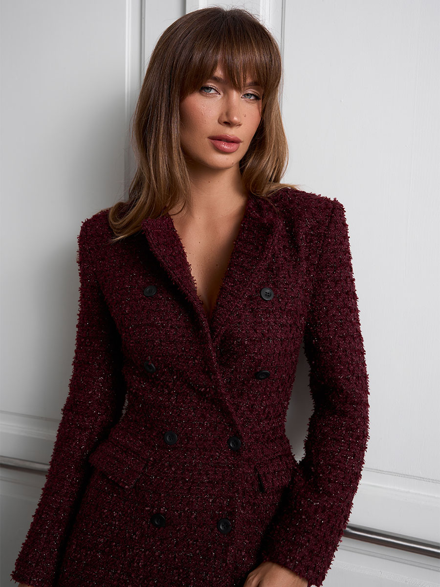 Сукня-жакет твідова бордового кольору 1