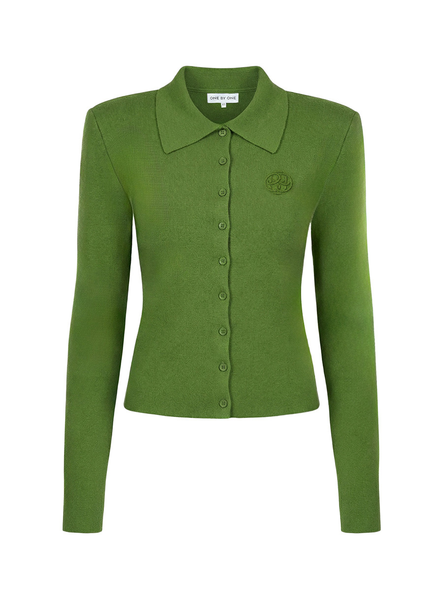 Кардиган приталений лаймового кольору на ґудзиках з бренд-елементом 8