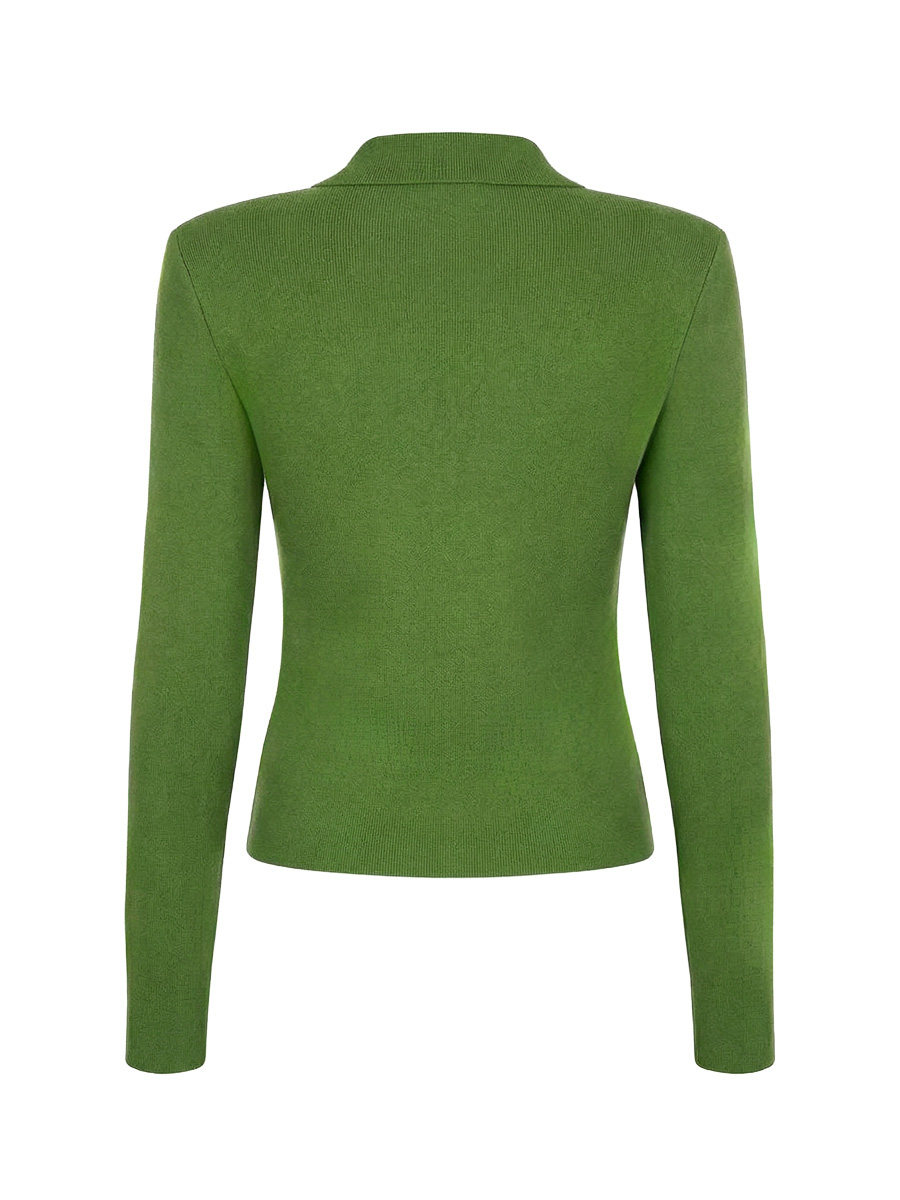 Кардиган приталений лаймового кольору на ґудзиках з бренд-елементом 9