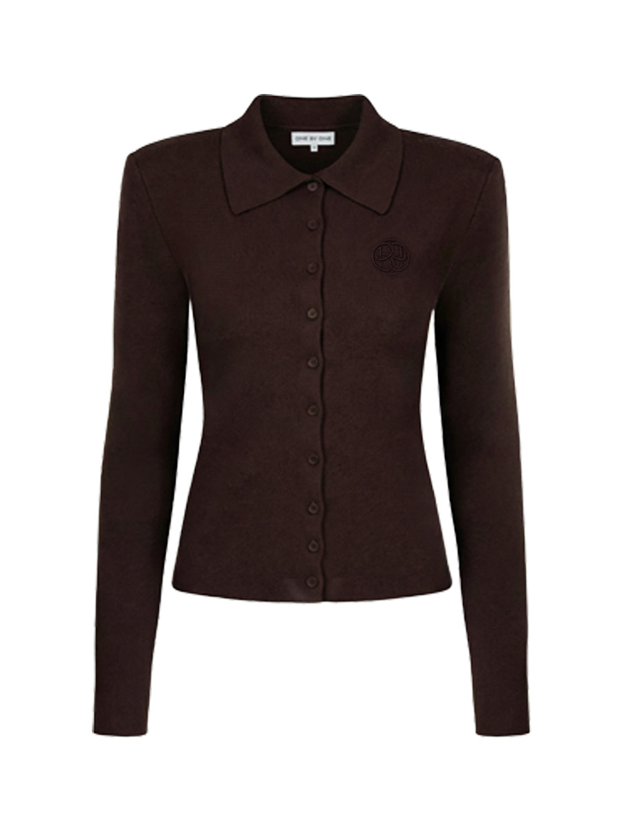 Кардиган приталений коричневого кольору на ґудзиках бренд-елемент 6