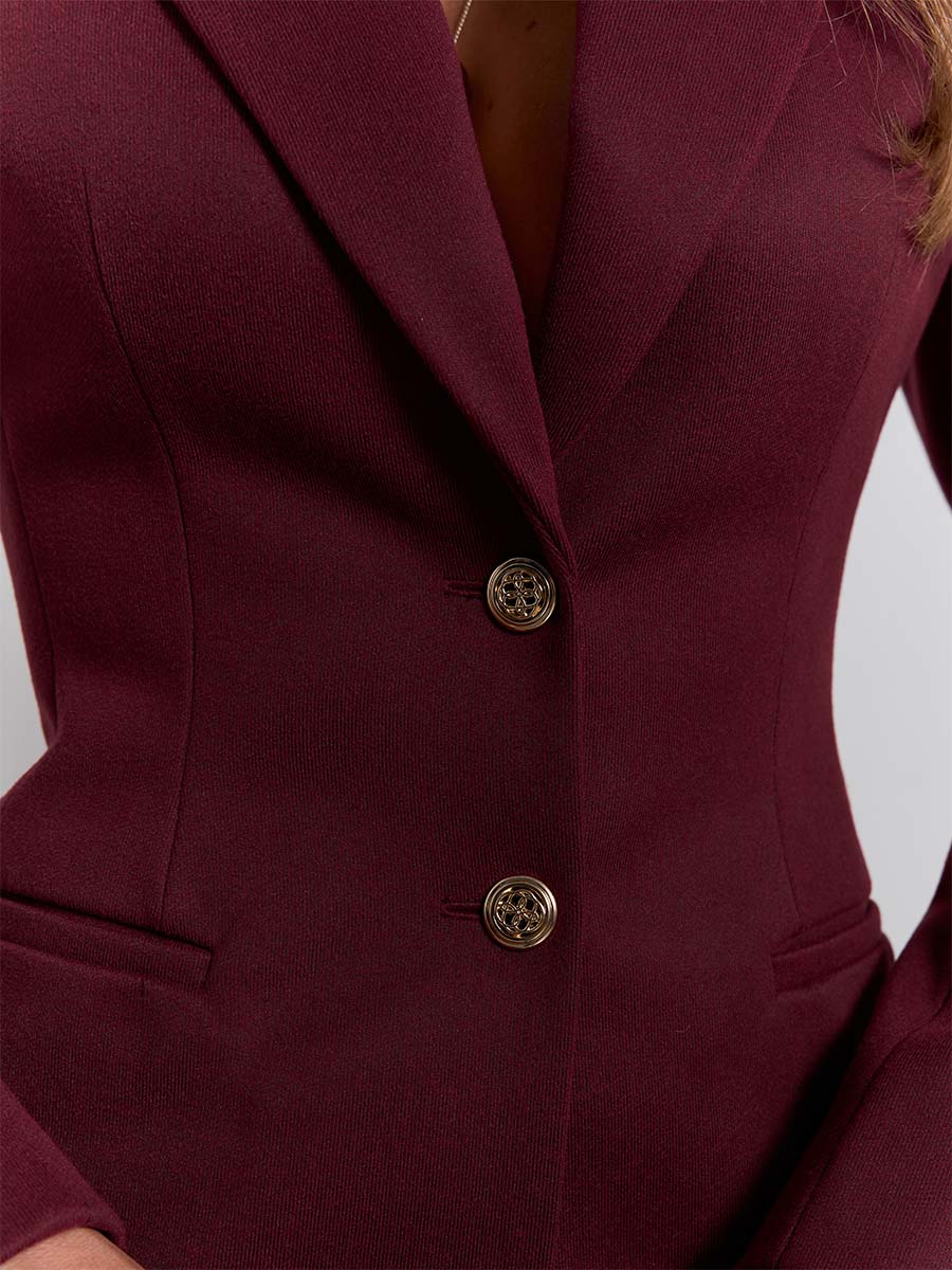 Жакет приталений бордового кольору з декоративними ґудзиками 1