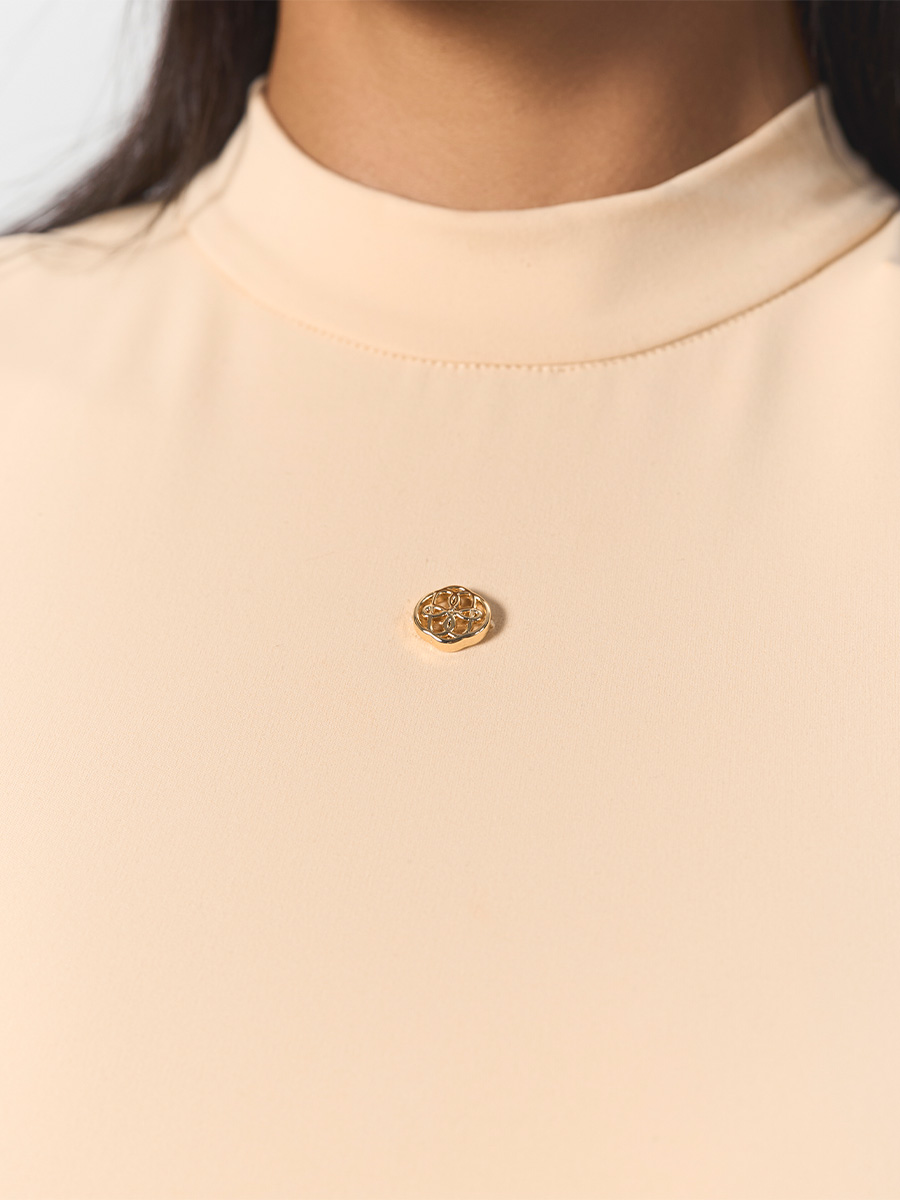 Боді бежевого кольору з біфлекса на флісі з бренд-елементом 1