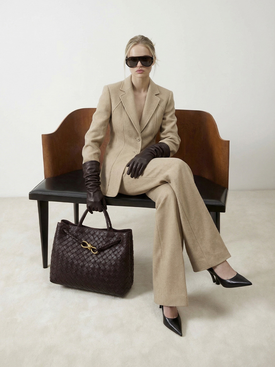 Штани завужені бежевого кольору середньої посадки