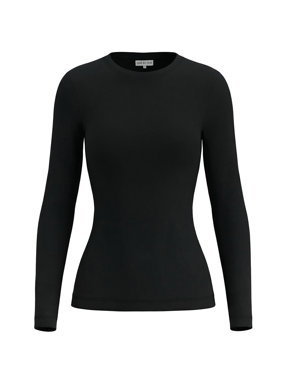 Лонгслів приталений чорного кольору 6