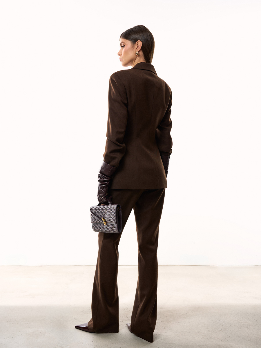 Штани клешені коричневого кольору від костюма з жакетом 1