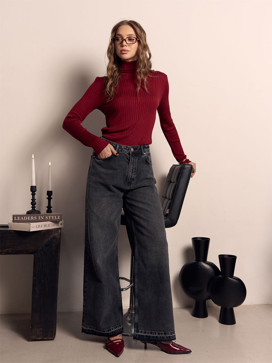 Джинси палаццо сірого кольору з необробленим низом 1