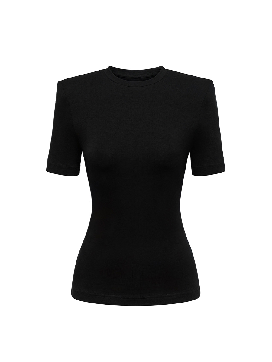 Футболка приталена чорного кольору з плечиками