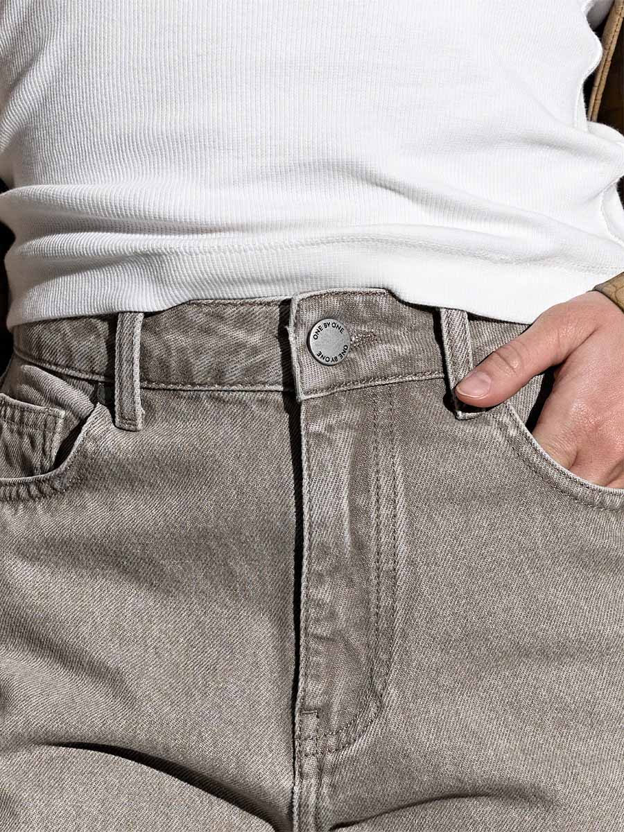 Джинси прямого крою коричневого кольору з декоративною блискавкою ззаду 1