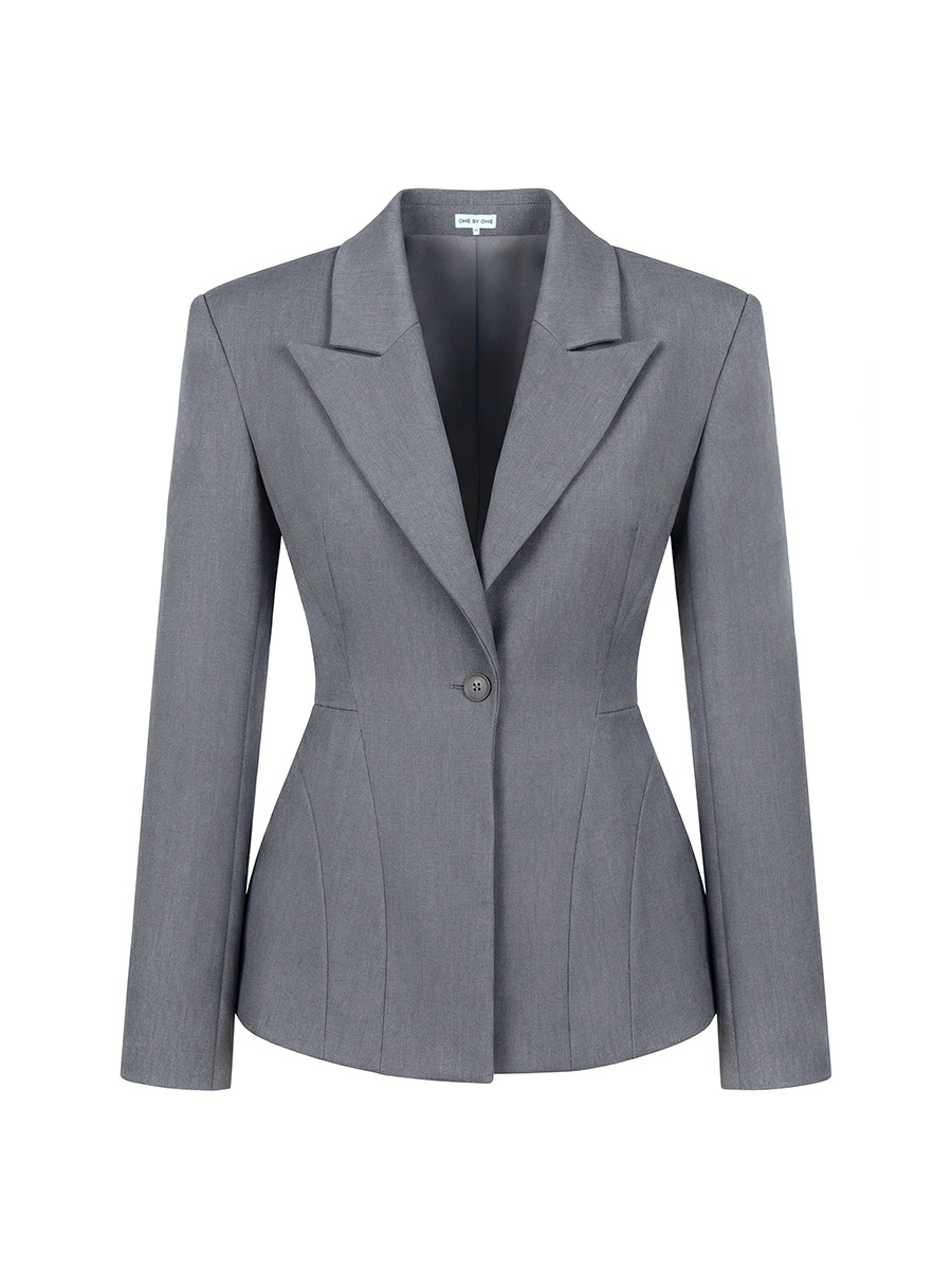 Жакет сірого кольору з об'ємним низом 1