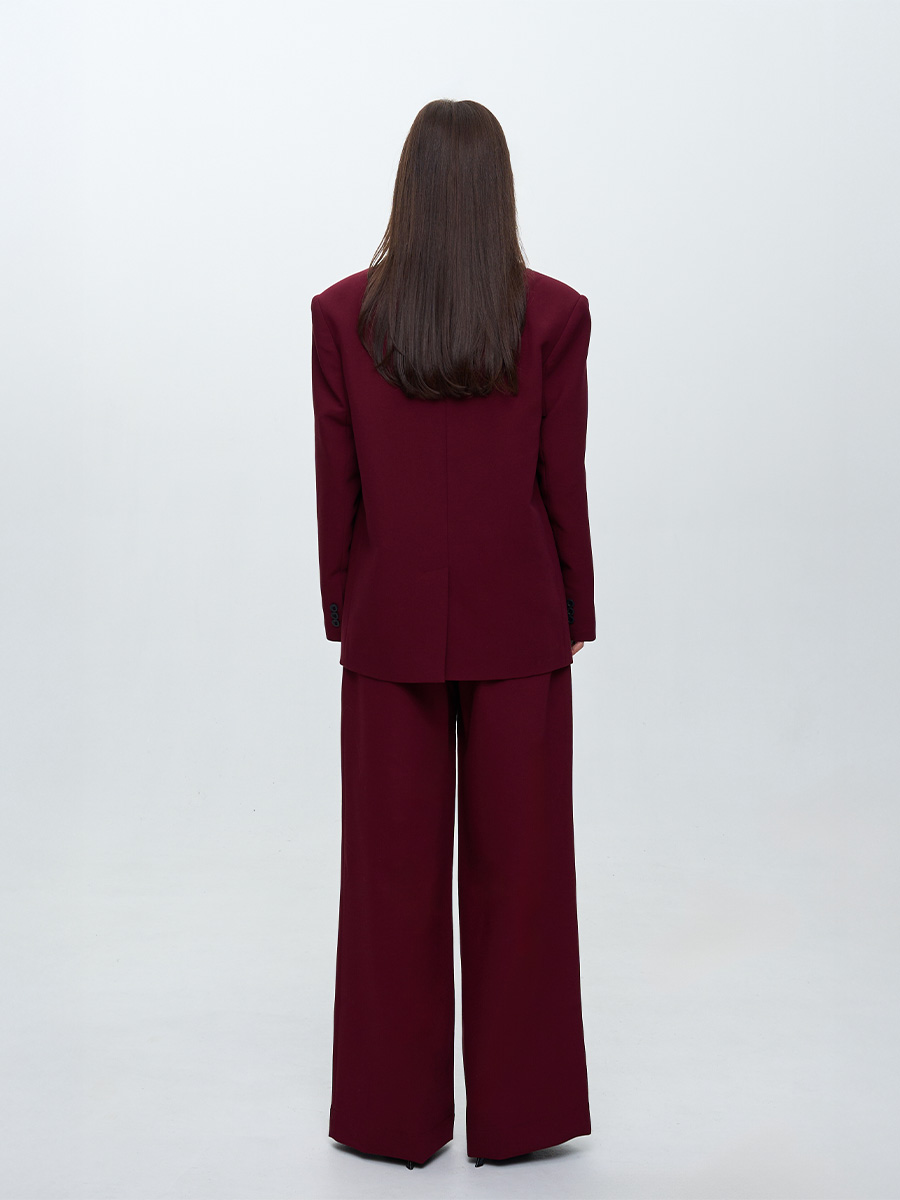 Штани широкого крою бордового кольору 1