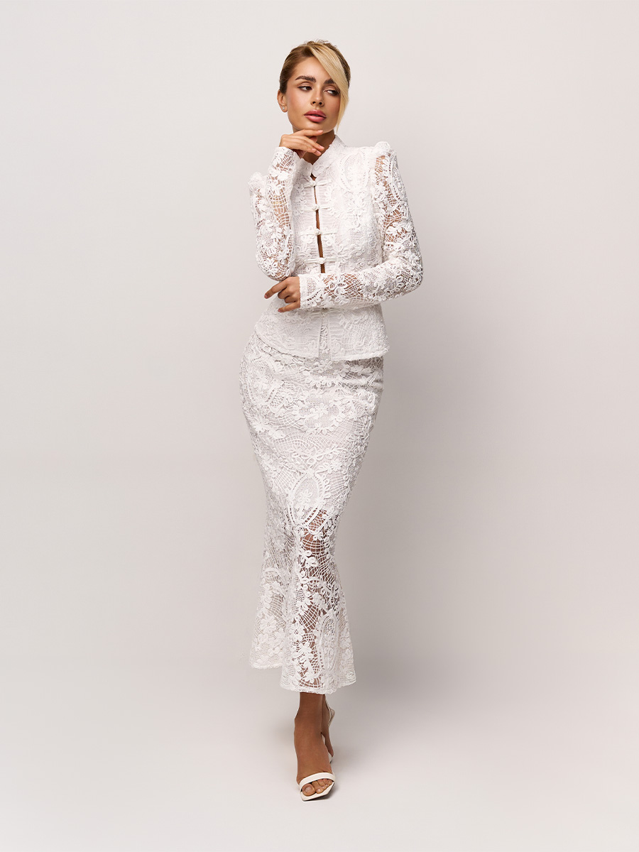 Спідниця годе мереживна білого кольору 1