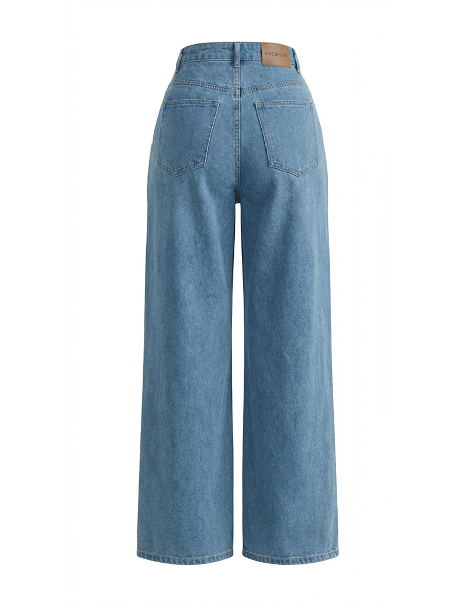 Джинси палаццо синього кольору з глибокими складками спереду 4