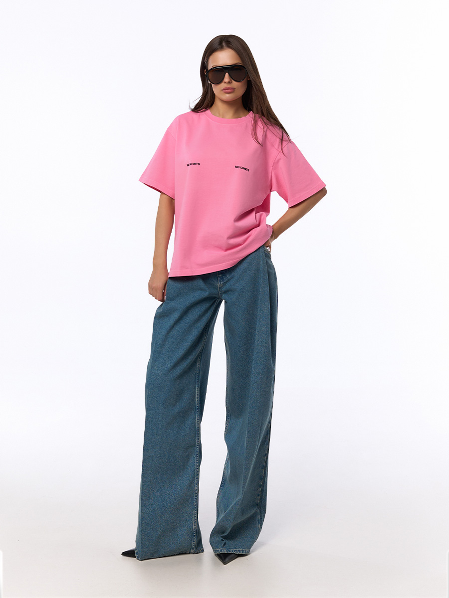 Джинси палаццо синього кольору з глибокими складками спереду 1